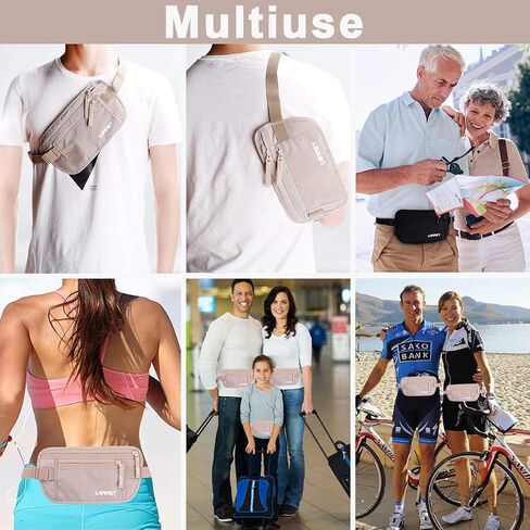 Money Belt for Travel, Slim RFID Blocking Women and Men Hidden Travel Pouch Under Clothes, Passport Holder Protect Cash, Documents, Credit Card, Bonus 2 RFID Sleeves in Kuwait