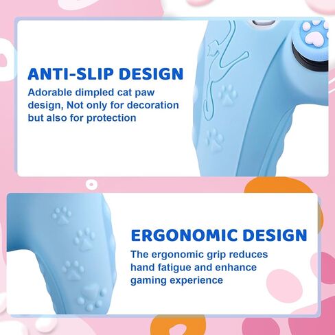 SIKEMAY PS5 وحدة التحكم الجلد 2 حزمة، لطيف القط مخلب PS5 غطاء وحدة التحكم المضادة للانزلاق PS5 الملحقات سيليكون الجلد واقية قبضة تحكم لبلاي ستيشن 5 DualSense مع 4 قبعات قبضة الإبهام (الوردي) in Kuwait