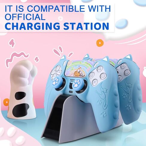 SIKEMAY PS5 وحدة التحكم الجلد 2 حزمة، لطيف القط مخلب PS5 غطاء وحدة التحكم المضادة للانزلاق PS5 الملحقات سيليكون الجلد واقية قبضة تحكم لبلاي ستيشن 5 DualSense مع 4 قبعات قبضة الإبهام (الوردي) in Kuwait