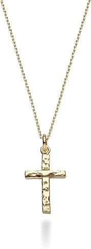 Miabella 925 Sterling Silver or 18Kt Yellow Gold Over Silver Italian Hammered Cross Pendant Chain Necklace 18 Inch Made in Italy in Saudi Arabia