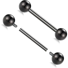 AROWRO G23 Titanium Nipple Rings Nipple Piercing Nipple Bar Tongue Piercing Jewelry 14G Internally Threaded Straight Barbells Bridge Piercing Jewelry 12mm-20mm
