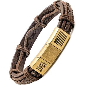 iHeartDogs Hero Company Leather Bracelet for Men - 'Don't Tread on Me' Men's Leather Bracelet