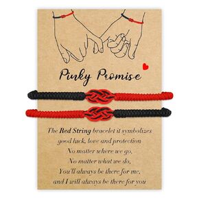 Pinky Promise Bracelet Valentines Day Gifts for Him as Matching Couple Bracelet Handmade His and Hers Bracelet with Adjustable Relationship Bracelet as Boyfriend Red String Bracelet Jewelry