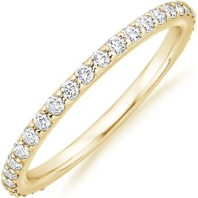 PAVOI 14K Gold Plated Cubic Zirconia Diamond Stackable Eternity Bands for Women