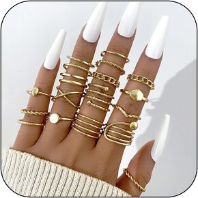 Gold Stackable Rings for Women Gifts Trendy Stuff Simple Star Moon Heart Knuckle Rings Set Boho Rings Cute Stuff Birthday Gifts Valentines Day Gifts