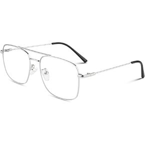 LINVO Fake Glasses Non Prescription Clear Lens Metal Frame Fashion Eyewear for Women Men