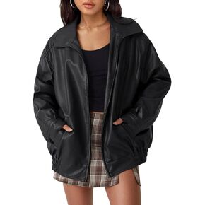AUTOMET Womens Oversized Leather Jackets Faux Suede Fall Fashion Motorcycle Coats Winter Outfits Clothes Y2k Tops