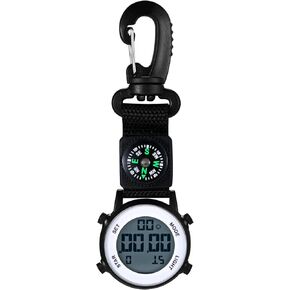 Lancardo Clip on Digital Watch Backpack Fob Watch for Men and Women Nylon Band Key Ring Watch for Nurses Doctors Chefs Climbers Home Office Outdoor Use