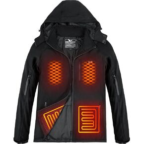 Heated Jackets for Men with 16000mAh Battery Pack, Windproof Winter Outdoor Mens Heated Coat with Detchable Hood