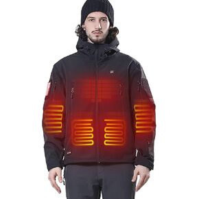 DEWBU Heated Jacket for Men with 12V Battery Pack Winter Outdoor Soft Shell Electric Heating Coat