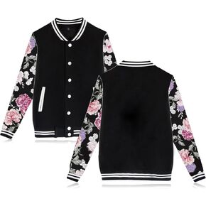 babyhealthy Women's Men's Varsity Baseball Jacket Casual Letterman Bomber Jacket Windbreaker Lightweight Jacket Coat