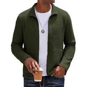 COOFANDY Men's Lightweight Varsity Jacket Casual Bomber Jackets Waffle Zip Up Coat with Pocket