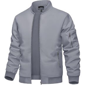 TACVASEN Men's Bomber Jacket Lightweight Casual Spring Fall Windbreaker Zip Up Coat with Pocket