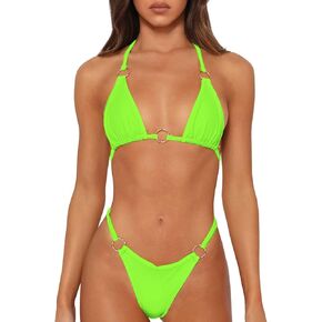 Sexy Bikinis for Women 2 Piece Bikini Spaghetti Strap Swimsuits Solid Color Bathing Swimwear Triangle Bathing Suit