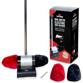 JOUNJIP Electric Shoe Shine Polisher - Deluxe Kit with 4 Buffer Covers - 100% Natural Lamb Wool