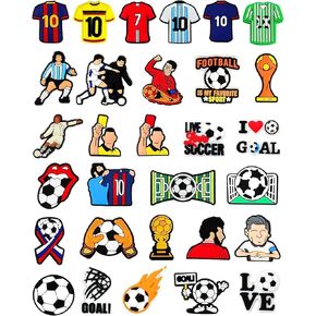 BOWNDY 38pcs Soccer Ball Charms for Clog Shoe Decoration, Sports Soccer Football Shoe Charms Accessories Pack,Cute Random Charms