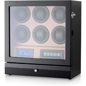 Automatic Watch Winder with LED Light, Storage Drawer and LCD Touchscreen Control