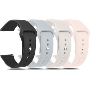Amzpas 20mm 22mm Watch Bands Quick Release Watch Straps, 4 Pack Soft Silicone Replacement Sport Watch Wristbands for Women Men
