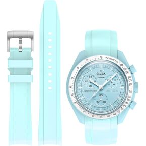 Bands for Moonswatch Watch,Curved No Gap Silicone Strap,Compatible with Omega X Swatch Moonswatch Speedmaster 20mm Watch,Swatch Omega Moonswatch Speedmaster Watch Replacement Strap for Women Men
