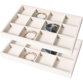 Coward Sunglass Organizer Tray, Beige Velvet Glasses Organizer Trays, Eyeglasses Watches Jewelry Display Organizer Tray Box for Men Women (8 Grids)