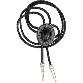 HUABOLA CALYN Bolo tie, Handmade Round Shape Western Cowboy Bola tie black