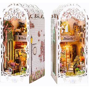 Roroom DIY Book Nook Kit, DIY Dollhouse Booknook Bookshelf Insert Decor Alley,3D Wooden Puzzle with LED Lighting Book Nook Bookshelf Insert Wood Bookend Model Building (Diagon alley-LG903)