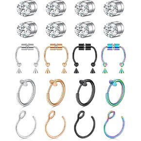 Mayhoop Fake Nose Ring Faux Nose Ring Fake Nose Ring Hoop Fake Nose Ring Stud Fake Nose Piercing for Women Men