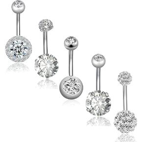 REVOLIA 14G Stainless Steel Belly Button Rings for Women Navel Rings CZ Body Piercing in Kuwait