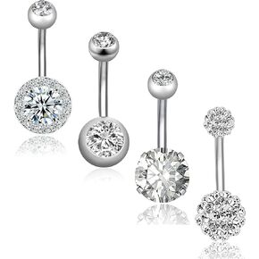 REVOLIA 14G Stainless Steel Belly Button Rings for Women Navel Rings CZ Body Piercing