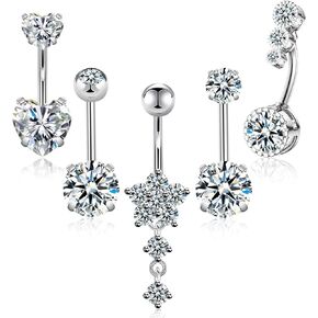 البطن زر الدائري حلقات البطن الفولاذ الجراحية البطن زر ثقب 14G الفرس البطن زر الدائري القلب البطن الدائري السرة ثقب المجوهرات (الفضة D) in Kuwait