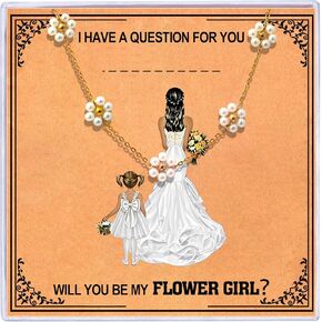 Flower Girl Necklace,Will You Be My Flower Girl Proposal Gifts,Flower Present for Wedding Bridal Shower Party Flower Jewelry Gifts