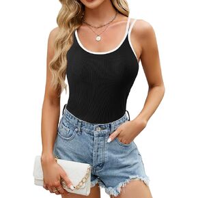 Blooming Jelly Women Ribbed Tank Tops with Built in Shelf Bras Sleeveless Camisole Tops Summer Cami 2024