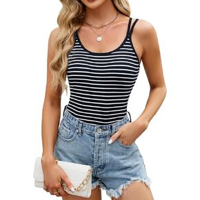 قطع علوية نسائية مضلعة من Blooming Jelly مع حمالات صدر مدمجة في الرف بدون أكمام، قطع علوية صيفية كامي 2024 in Kuwait