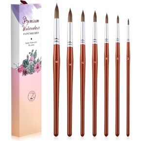 Watercolor Squirrel Hair Paint Brush Professional Artist Mop Round Pointed Fine Tip Painting Brush Artist Quality Supplies Paintbrush for Water Color Inks Gouache Tempera Craft Paints