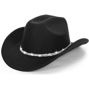 Classic Felt-Western-Cowboy-Cowgirl-Hats for Women-Men Fedora-Jazz-Hat with Band(Lagre)