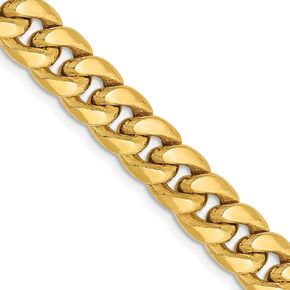 Avariah 10k Yellow Gold 7.3mm Semi-Solid Miami Cuban Chain -20.0" 22.0" 24.0" 26.0" 28.0"