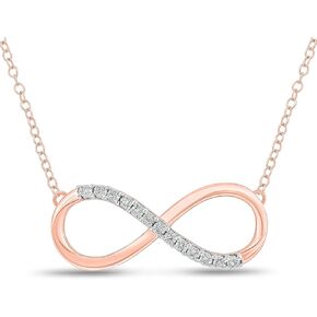 Infinity Necklace for Women with Round White Diamond Accent, Women's Diamond Infinity Sign Necklace in Yellow Gold-Plated, Rose Gold-Plated or 925 Sterling Silver, 18" Cable Chain