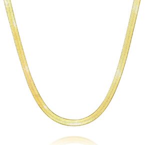 14K Gold Necklace for Women Non Tarnish Snake Gold Chain for Women Herringbone Gold Necklace for Mens Necklaces Chain 16" - 26 "