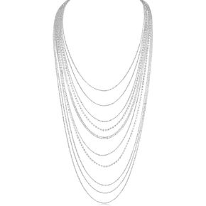 Humble Chic Simulated Diamond Statement Necklace for Women - Layered Cubic Zirconia Long Waterfall Chain Necklace