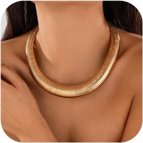 Chunky Gold Choker Necklace for Women Trendy 14K Gold Plated Statement Thick Snake Chain Collar Necklaces Torque Layered Necklaces Jewelry Gifts
