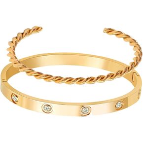 أ.د ألين ودانمي. مجموعة أساور الحب المطلية بالذهب عيار 18 قيراط، مجموعة أساور معصم واسعة مرنة للحب in Kuwait