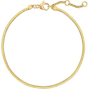 WEARON Gold Bracelet for Women 18K Gold Plated Snake Herringbone Figaro Cuban Bead Paperclip Cable Box Chain Simple Jewelry