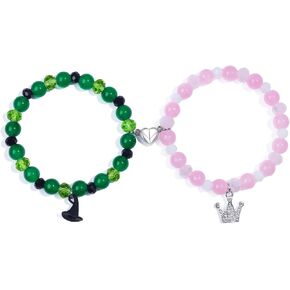 Korotho Elphaba Galinda Friendship Matching Bracelets, Movie Merch Natural Stone Hat-Crown Best Friend BFF Bracelets Jewelry Christmas Valentine's Day Gifts for Fans Friends Party Decorations