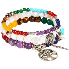 Jardme Tree of Life Bracelets & Natural Stone Beaded Bracelets for Women Healing Crystal Bracelets- Yoga Stretch Bracelets Chakra Bracelets, Birthday Gifts for Women