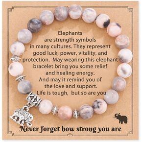 HGDEER Elephant Gifts for Women, Natural Stone Inspiration Strong Elephant Bracelet for Women