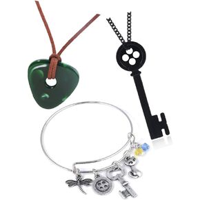 Coraline Charms Bracelet Key Seeing Stone Necklace - Halloween Costume Jewelry Gift for Women Men and Fans