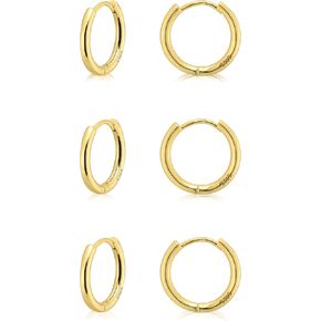 Small Gold Huggie Hoop Earrings Set for Women 14K Real Gold Plated Hypoallergenic Lightweight Earrings for Sensitive Ears Everyday Earrings Sets for Multiple Piercing Cartilage Hoop Earrings Stack Jewelry