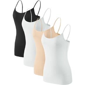 Air Curvey 2＆4 Piece Women's Camisole Tops Basic Undershirts Camisoles Adjustable Spaghetti Strap Tank Top