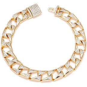 NOKMIT Cuban Bracelets for Women Men Iced Out Thick Miami Cuban Link Curb Chain Bracelet Bling Diamond Hip Hop Jewelry