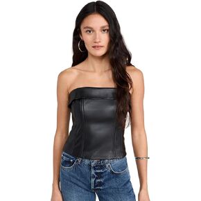 Susana Monaco Women's Faux Leather Corset Tube Top 3"